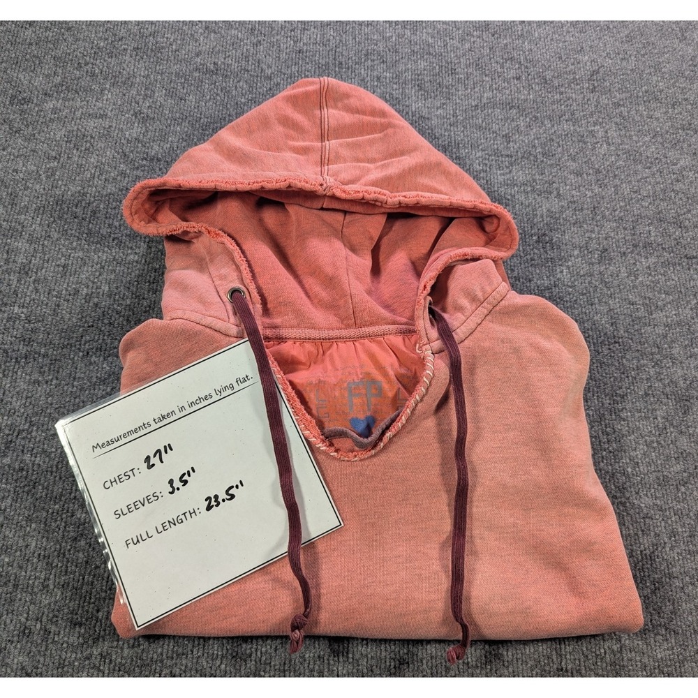 Free People Hoodie Vest Cropped Kangaroo Pocket Orange Dyed Women's Size Large - Picture 9 of 9